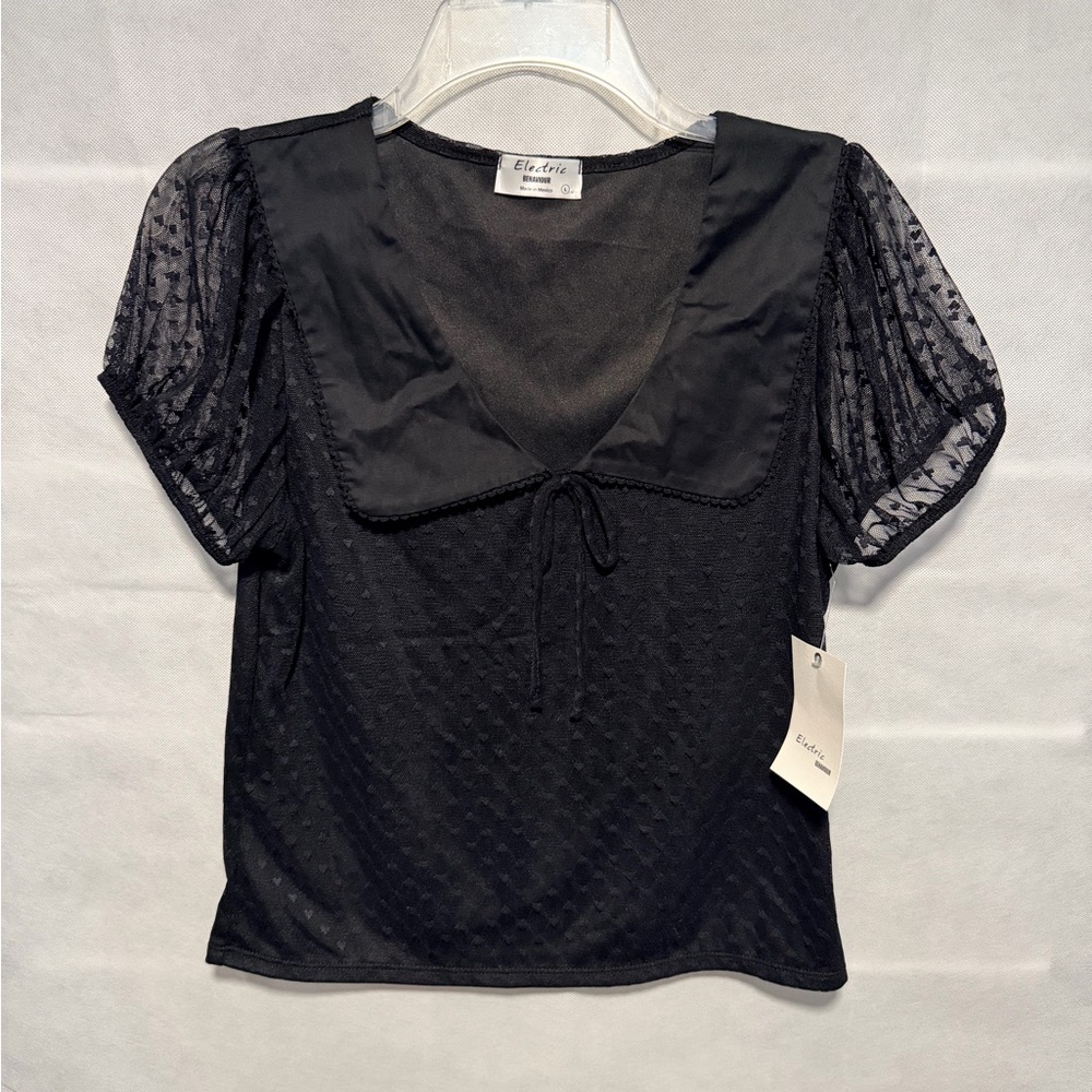 Electric Family Black Sheer Blouse